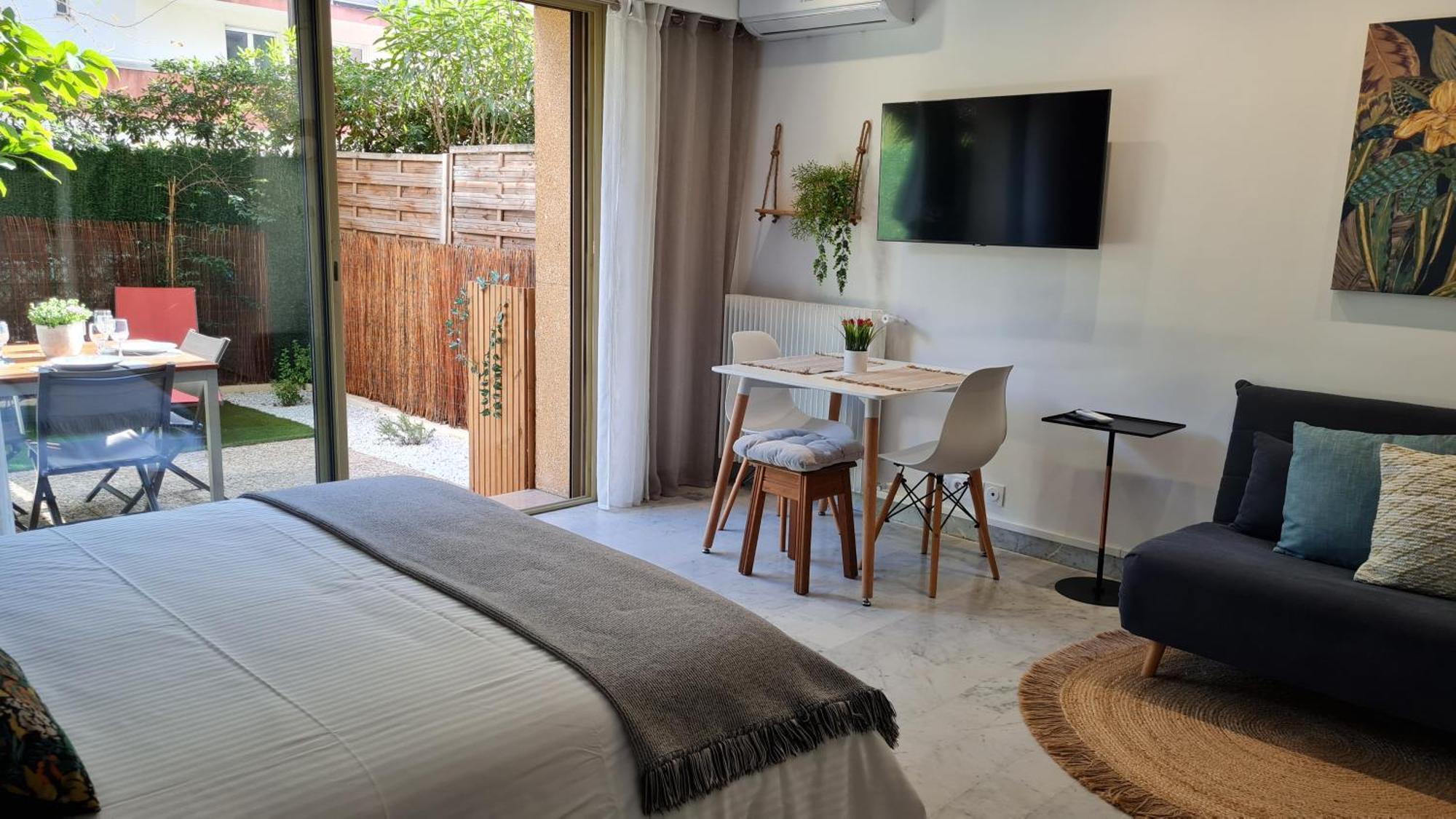 Studio Sun-Beach Avec Parking Et Jardin - 500M Des Plages De Juan Les Pins Antibes Ngoại thất bức ảnh